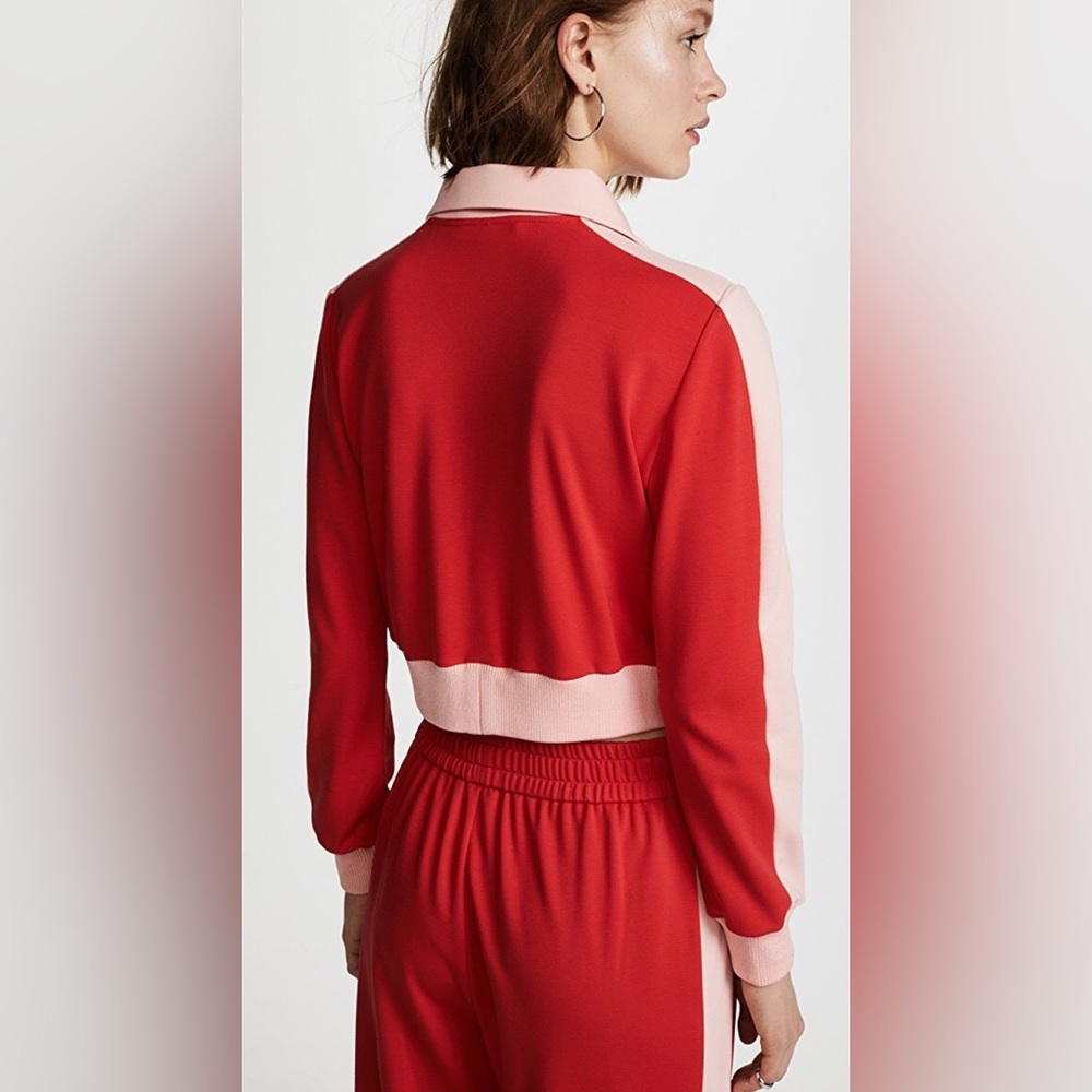 Alice + Olivia AIR Jackson Cropped Track Jacket in Red and Pink size Medium - Picture 2 of 7